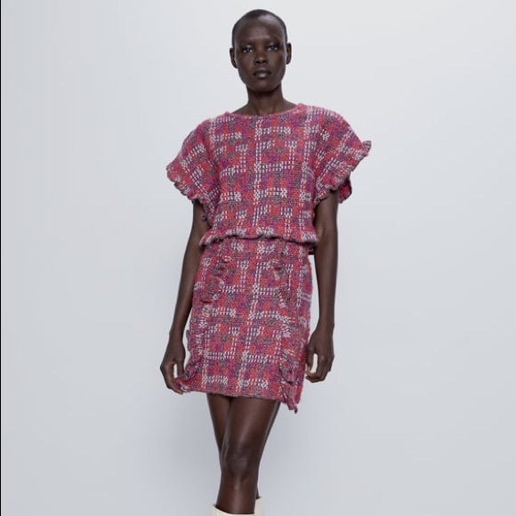 Zara RUFFLED KNIT Cropped TOP Sweater Multi Color - Picture 3 of 10